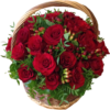 Vacker Korg med röda rosor