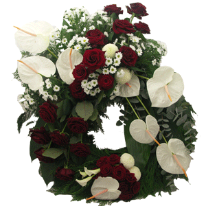 Vacker begravningskrans med vit Anthurium